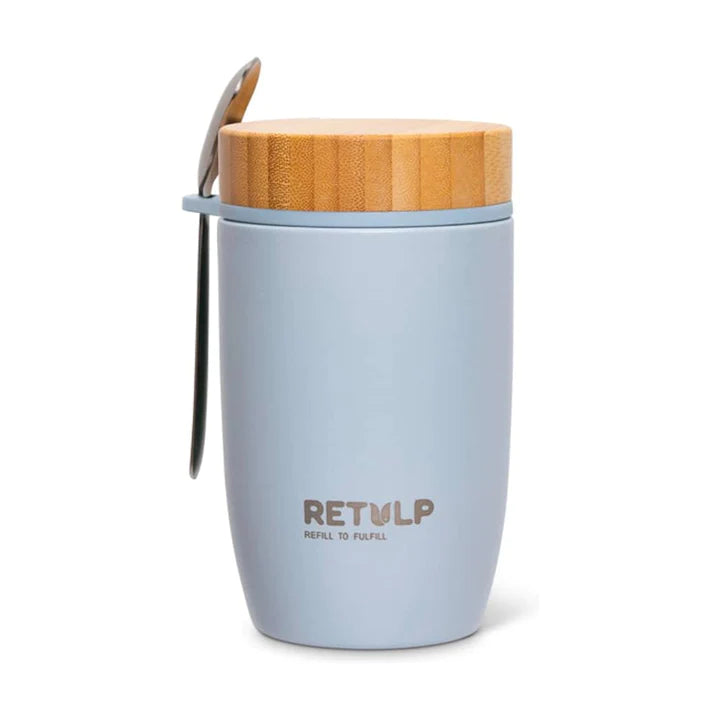 Thermos lunchbox grijs van RVS 500 ml met Lepel