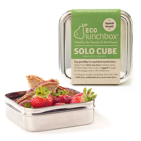 RVS lunchbox solo cube met brood en fruit erin