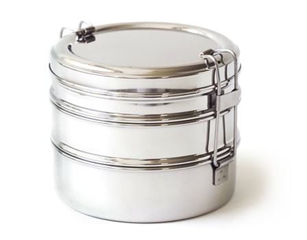Lunchbox Tri Bento, 3-delige Ronde Box van rvs