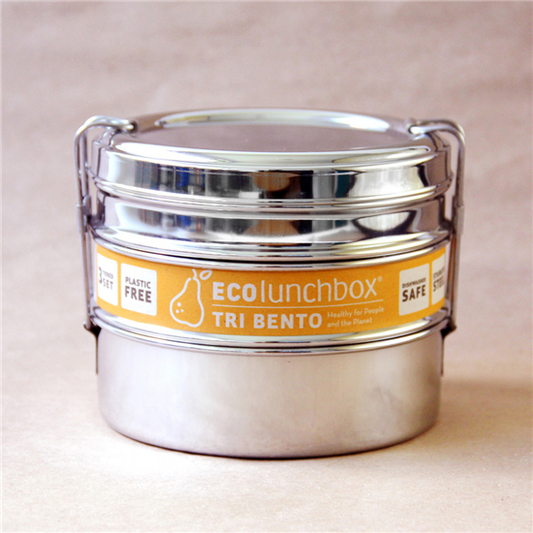 Lunchbox Tri Bento, 3-delige Ronde Box van rvs