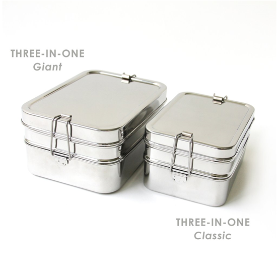 RVS lunchbox met vakjes 3 in 1 Giant vergeleken met de 3 in 1 classic