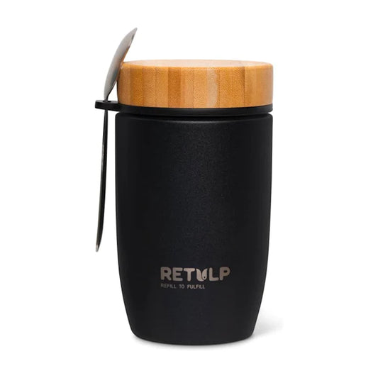 Thermos lunchbox zwart van RVS 500 ml met Lepel