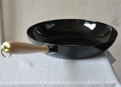 Riess - Koekenpan van emaillen met houten steel